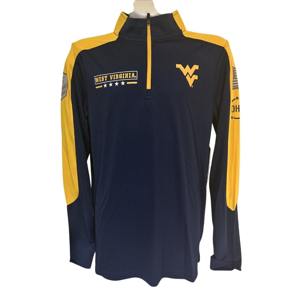 NEW West Virginia Mountaineers Colosseum OHT Navy 1/4 Zip LS Shirt Youth M 12-14
